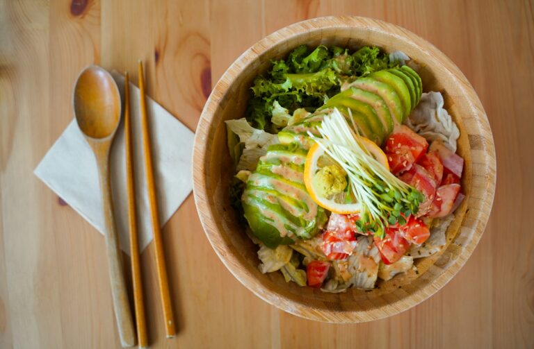 Chicken and avocado salad bowl